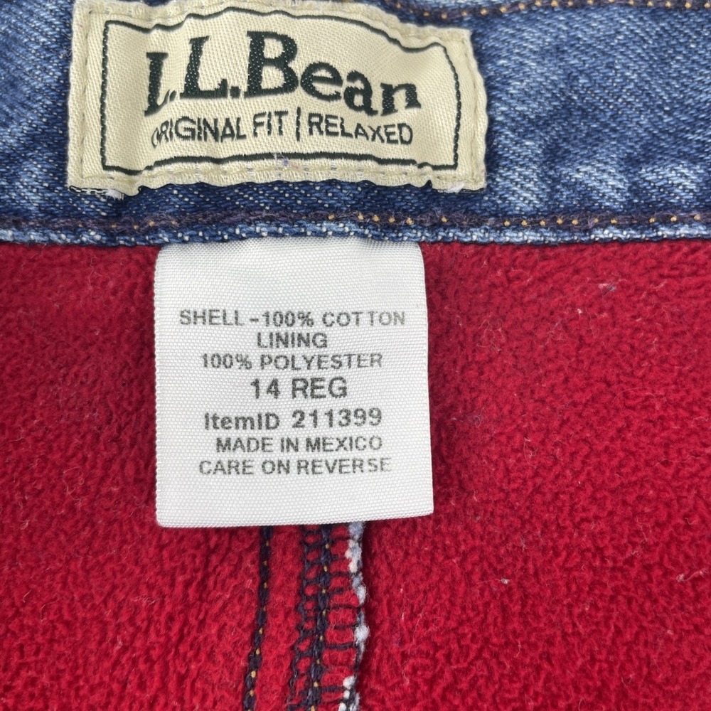 LL Bean Womens Fleece Lined Jeans 14 Reg Blue Denim Relaxed Fit - Picture 3 of 16